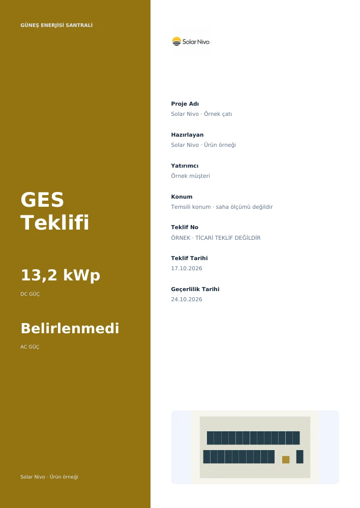 Studio’nun gerçek şablonundan örnek PDF teklif kapağı.